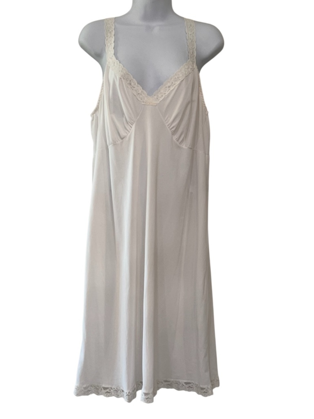 Vintage Cabernet Nylon Full Slip Nightgown Lace Trim USA